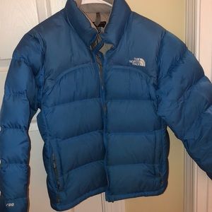 Blue North Face Puffy Down Coat